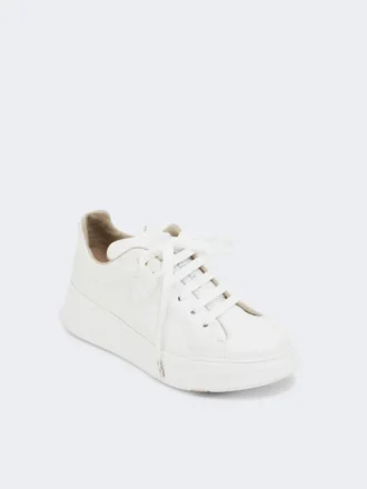 Leather sneakers, optical white