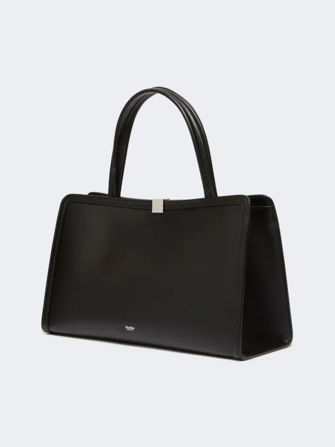 Leather tote bag, black