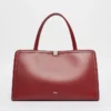 Leather tote bag, bordeaux