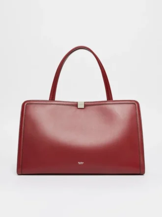 Leather tote bag, bordeaux