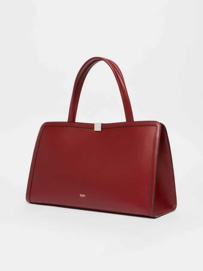 Leather tote bag, bordeaux