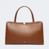 Leather tote bag, tobacco