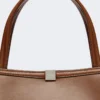 Leather tote bag, tobacco