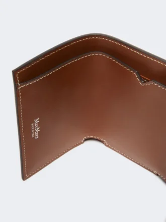 Leather tri-fold purse, amber brown