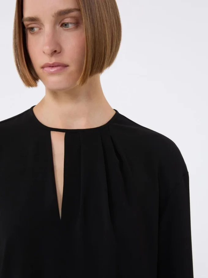 Lightweight cady blouse, black