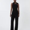 Lightweight cady jumpsuit, black