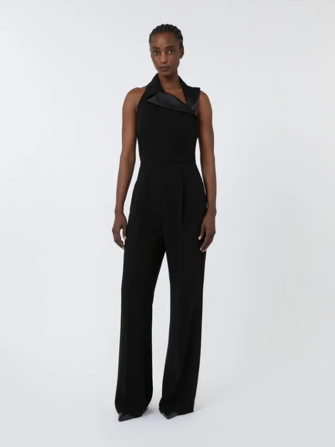 Lightweight cady jumpsuit, black