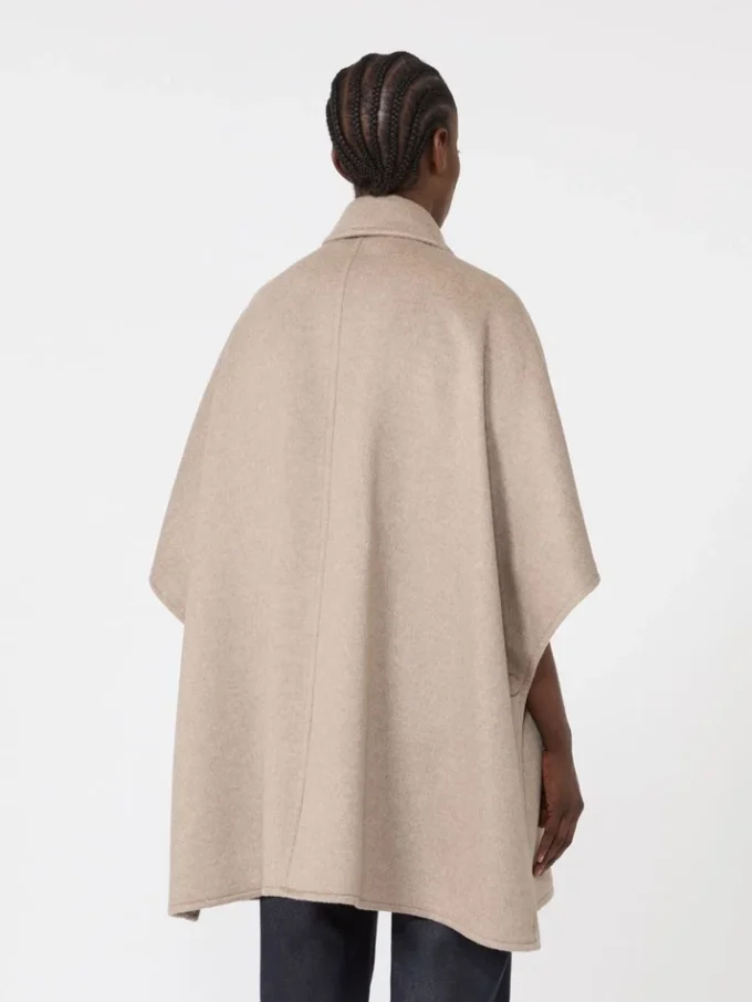 Lightweight cashmere broadcloth cape, tawny bronze brown