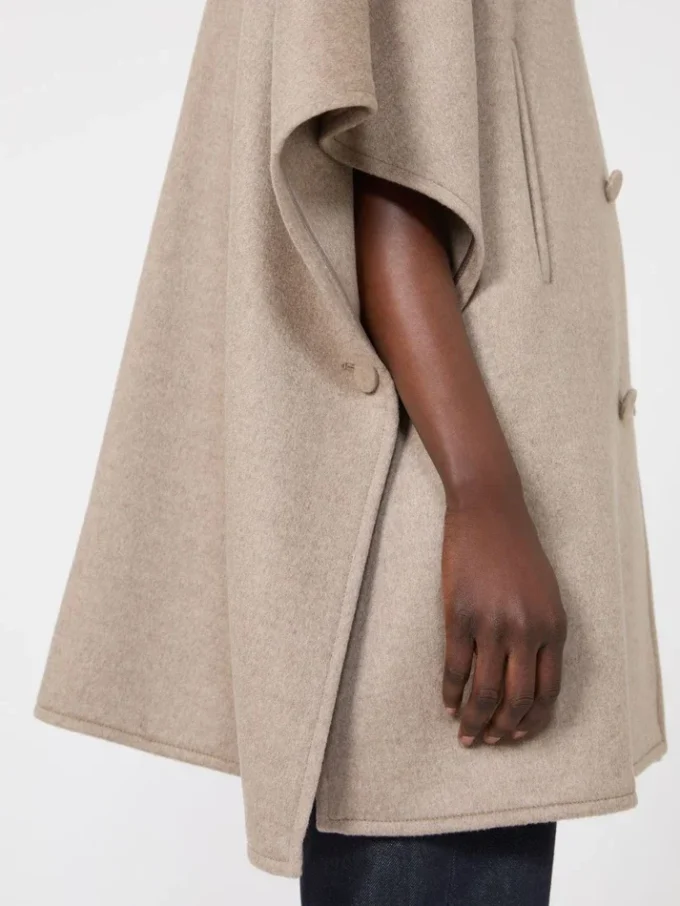 Lightweight cashmere broadcloth cape, tawny bronze brown