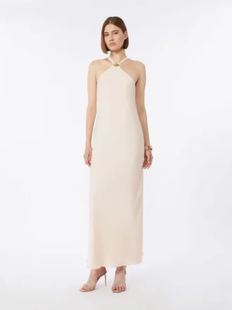 Lightweight satin dress, beige pink