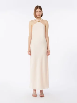 Lightweight satin dress, beige pink