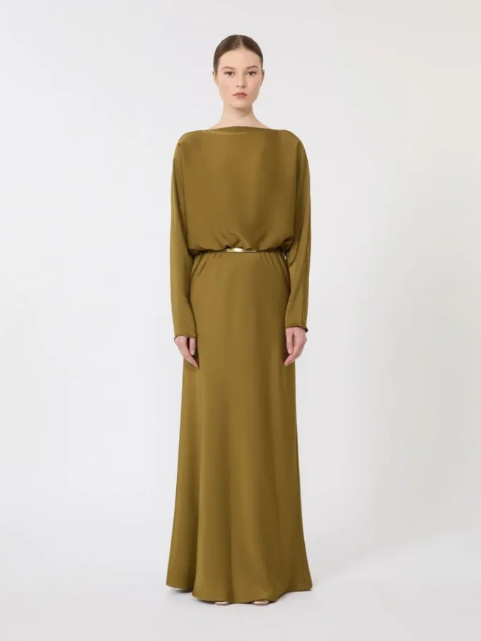 Lightweight satin dress, kaki Lightweight satin dress, kaki