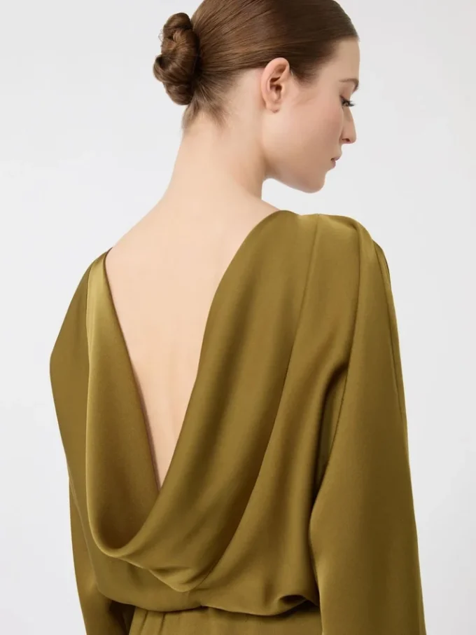 Lightweight satin dress, kaki Lightweight satin dress, kaki