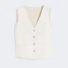 Linen and cable-knit gilet, beige Linen and cable-knit gilet, beige