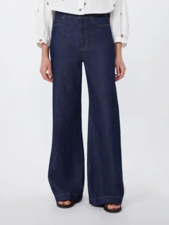 Linen and cotton denim jeans, navy