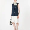 Linen basketweave gilet, midnightblue Linen basketweave gilet, midnightblue