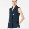 Linen basketweave gilet, midnightblue Linen basketweave gilet, midnightblue