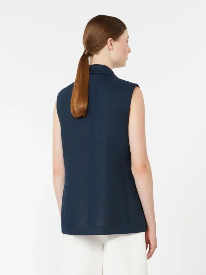 Linen basketweave gilet, midnightblue Linen basketweave gilet, midnightblue