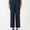 Linen basketweave straight trousers, midnightblue Linen basketweave straight trousers, midnightblue