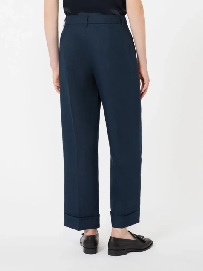 Linen basketweave straight trousers, midnightblue Linen basketweave straight trousers, midnightblue