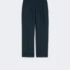 Linen basketweave straight trousers, midnightblue Linen basketweave straight trousers, midnightblue