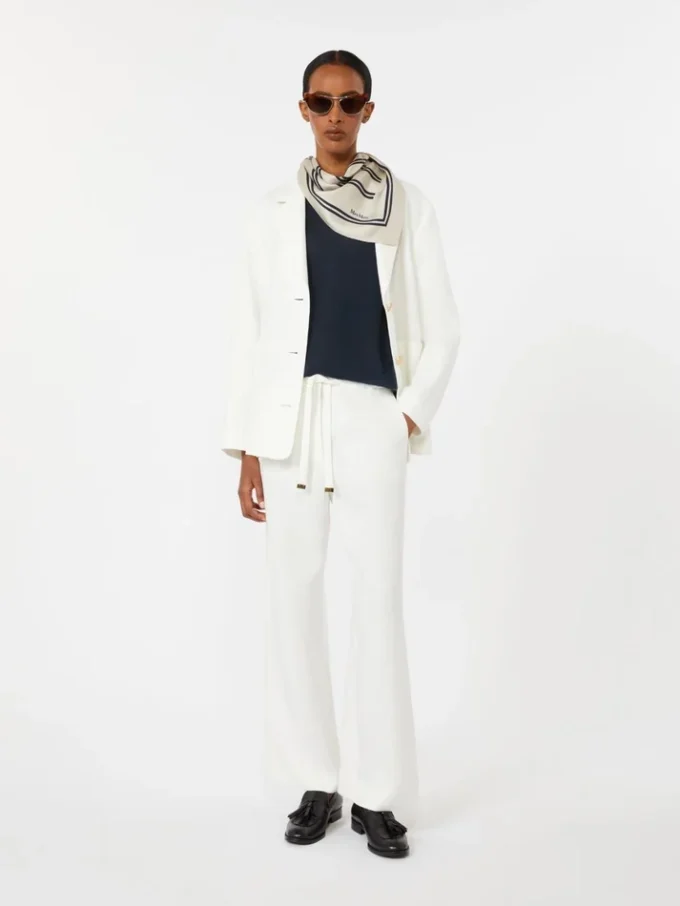 Linen canvas boxy jacket, white