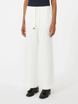 Linen basketweave trousers, white