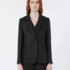 Linen canvas blazer, black