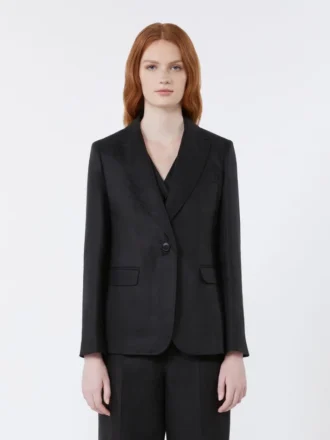 Linen canvas blazer, black