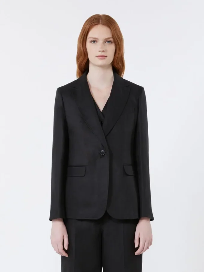 Linen canvas blazer, black