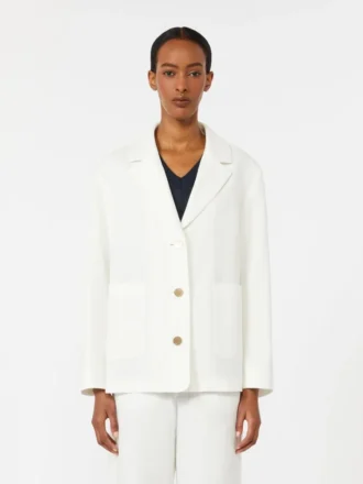 Linen canvas boxy jacket, white