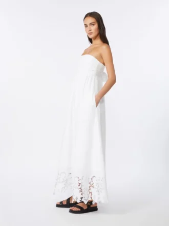 Linen canvas bustier dress, white