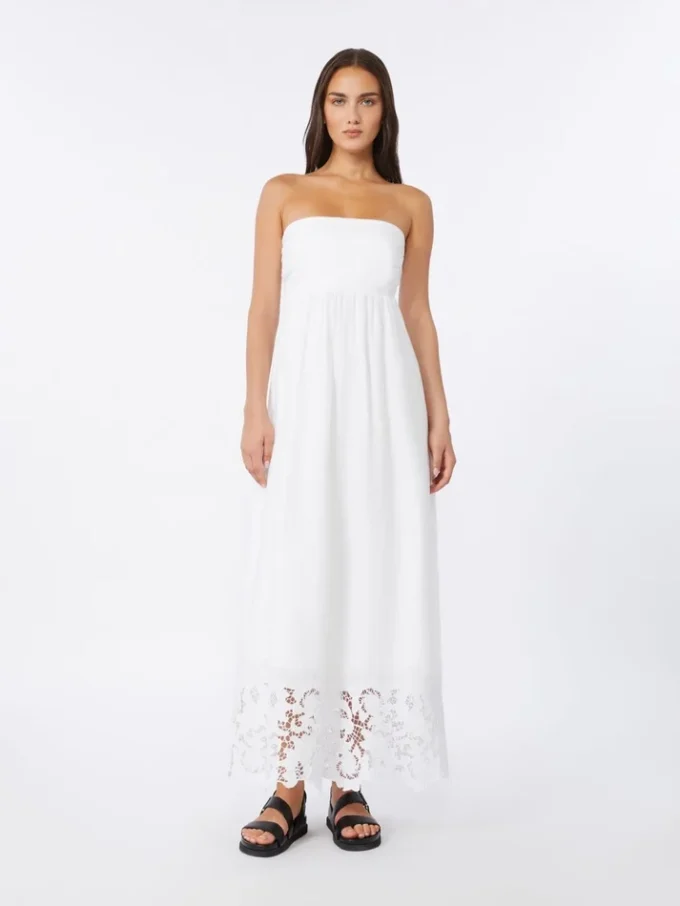 Linen canvas bustier dress, white Linen canvas bustier dress, white