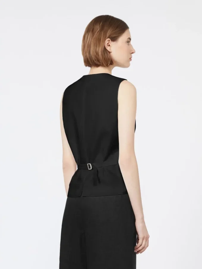 Linen canvas gilet, black