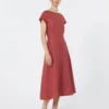 Linen canvas midi dress, cherry Linen canvas midi dress, cherry