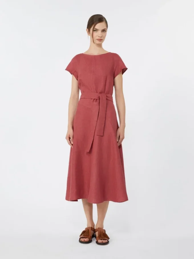 Linen canvas midi dress, cherry Linen canvas midi dress, cherry