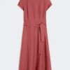 Linen canvas midi dress, cherry Linen canvas midi dress, cherry