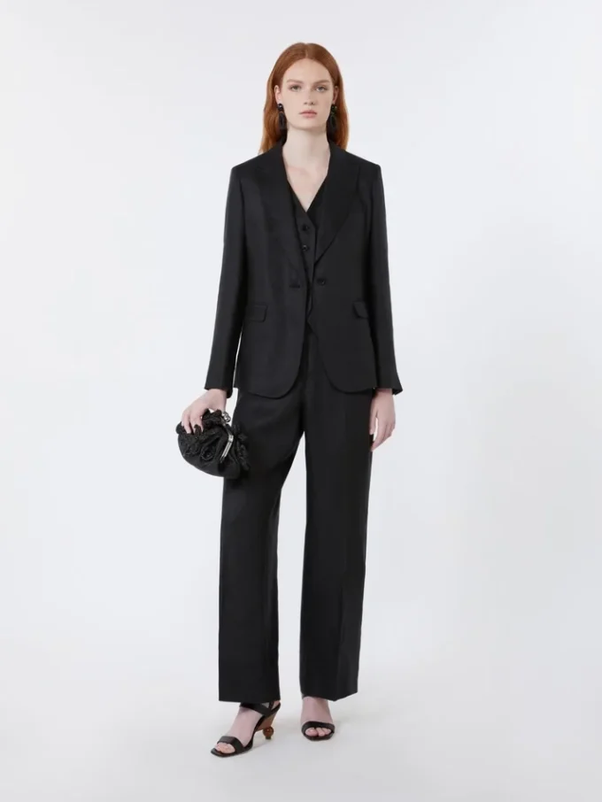 Linen canvas blazer, black