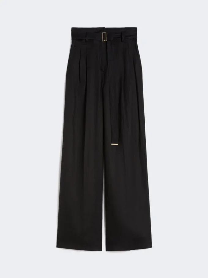 Linen canvas trousers, black