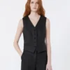 Linen canvas waistcoat, black