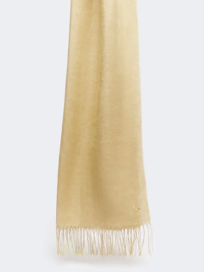 Linen stole with fringes, beige Linen stole with fringes, beige