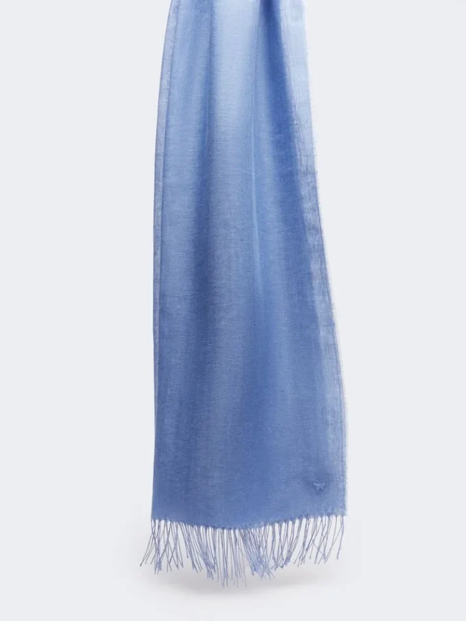 Linen stole with fringes, light blue Linen stole with fringes, light blue