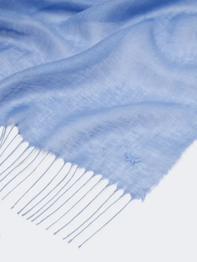 Linen stole with fringes, light blue Linen stole with fringes, light blue