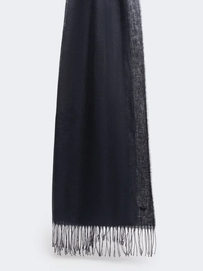 Linen stole with fringes, midnightblue Linen stole with fringes, midnightblue