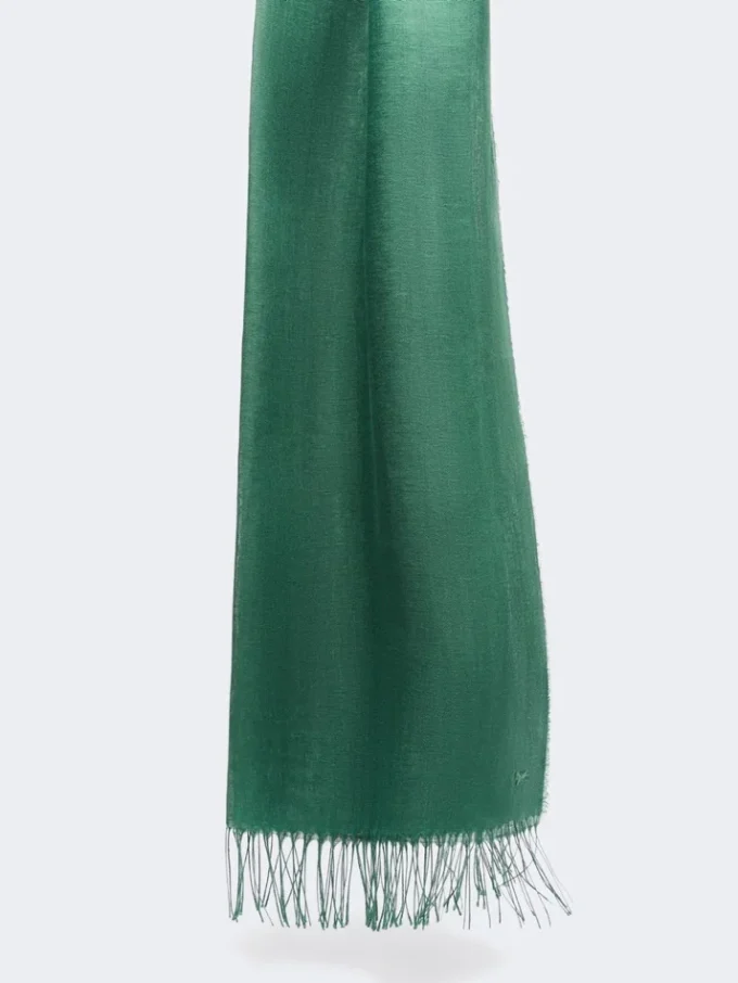 Linen stole with fringes, sage green Linen stole with fringes, sage green