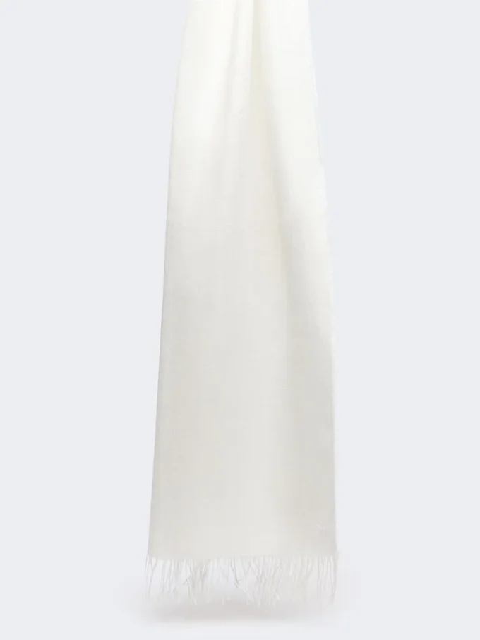 Linen stole with fringes, white Linen stole with fringes, white