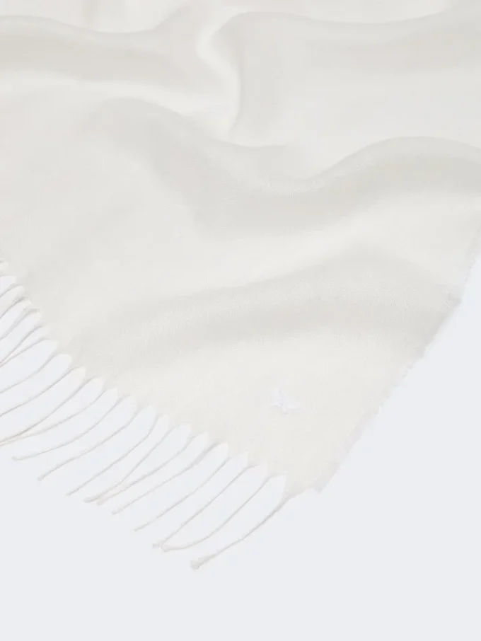 Linen stole with fringes, white Linen stole with fringes, white