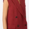 Linen twill gilet, brick red
