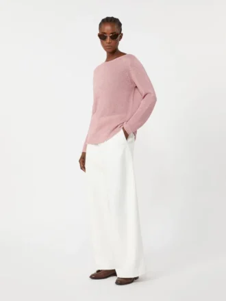 Linen yarn basic sweater, antique rose