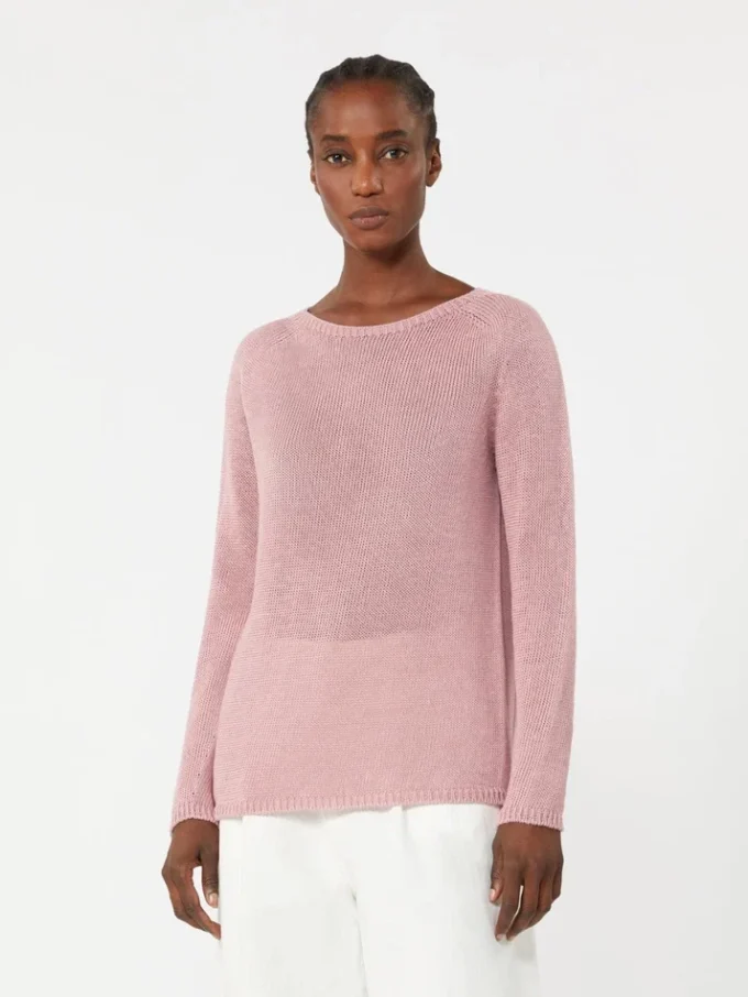 Linen yarn basic sweater, antique rose Linen yarn basic sweater, antique rose